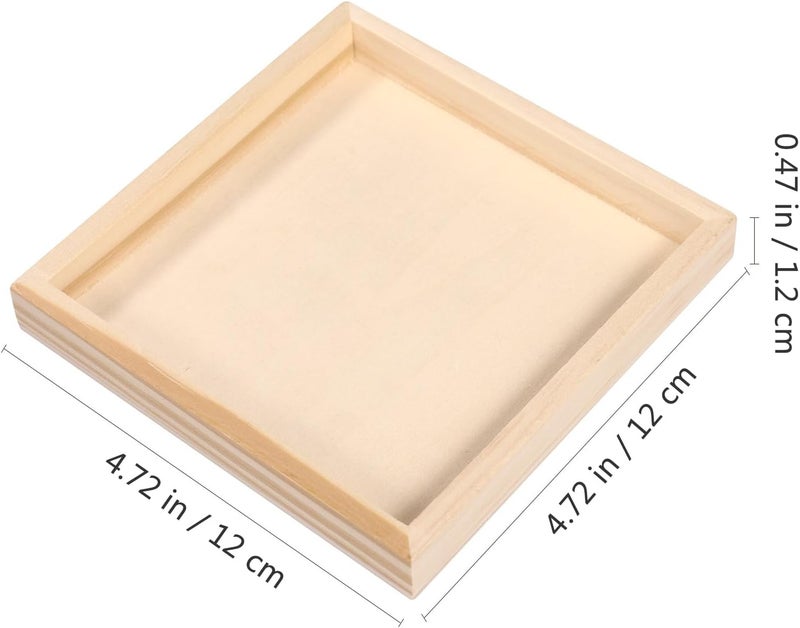 TOPPERFUN 6Pcs Unfinished Wood Trays, 4. 7x4. 7in Small Montessori Tray Wooden, Square Breakfast Food Serving Boxes for Montessori Materials, Crafts to Paint Wooden Boards, Snacks Home Decor - Image 2